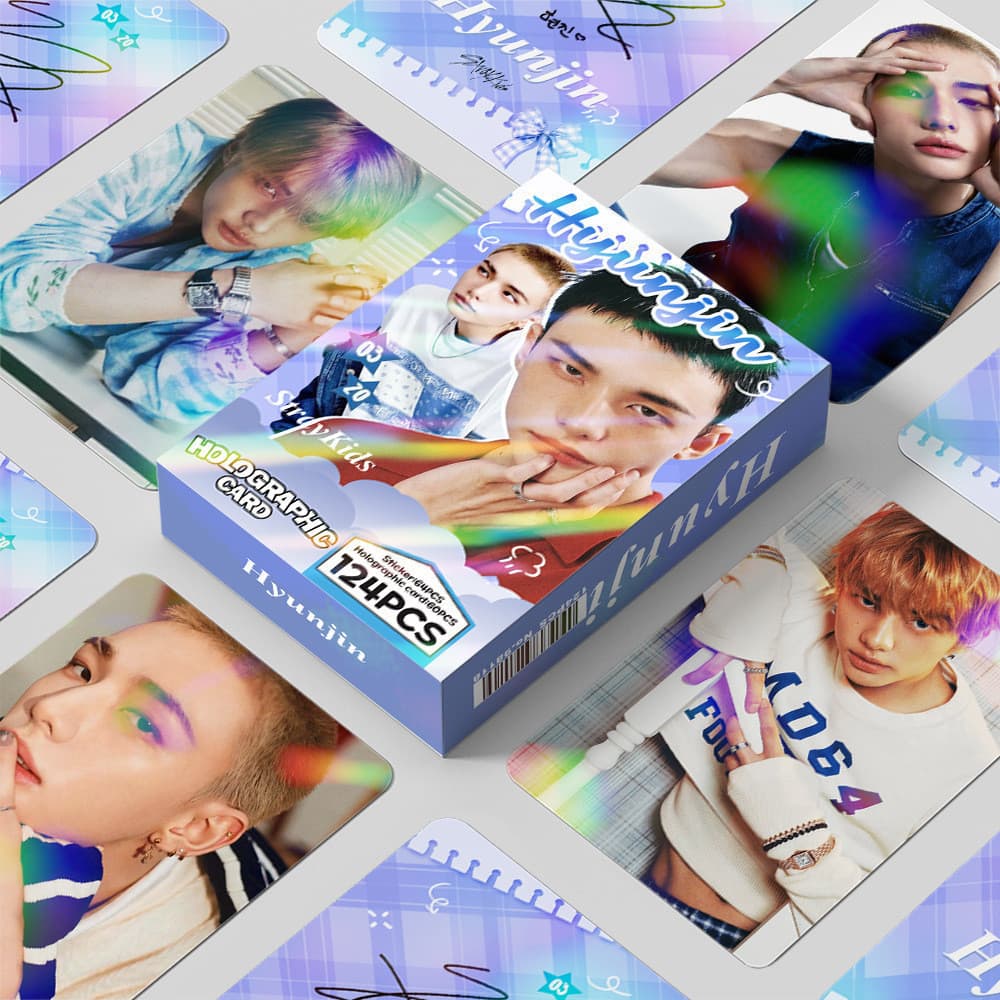 LINXX 124 peças de Cartões Lomo com Tema do Grupo Stray Kids, Cartões de Foto Karma, Cartões de Foto Holográficos de 3 P