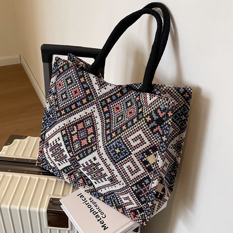 Bolsa Tote de um ombro de grande capacidade feminina novo estilo moda Commuter bolsa de lona europeia americana moda por