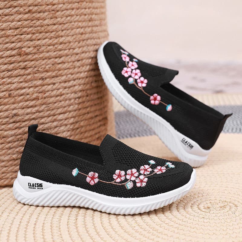 Novidade 2024: Tênis Femininos Slip-On com Flores Bordadas, Tecnologia Ultra-Leve e Antiderrapante R7Y0 3841 2026