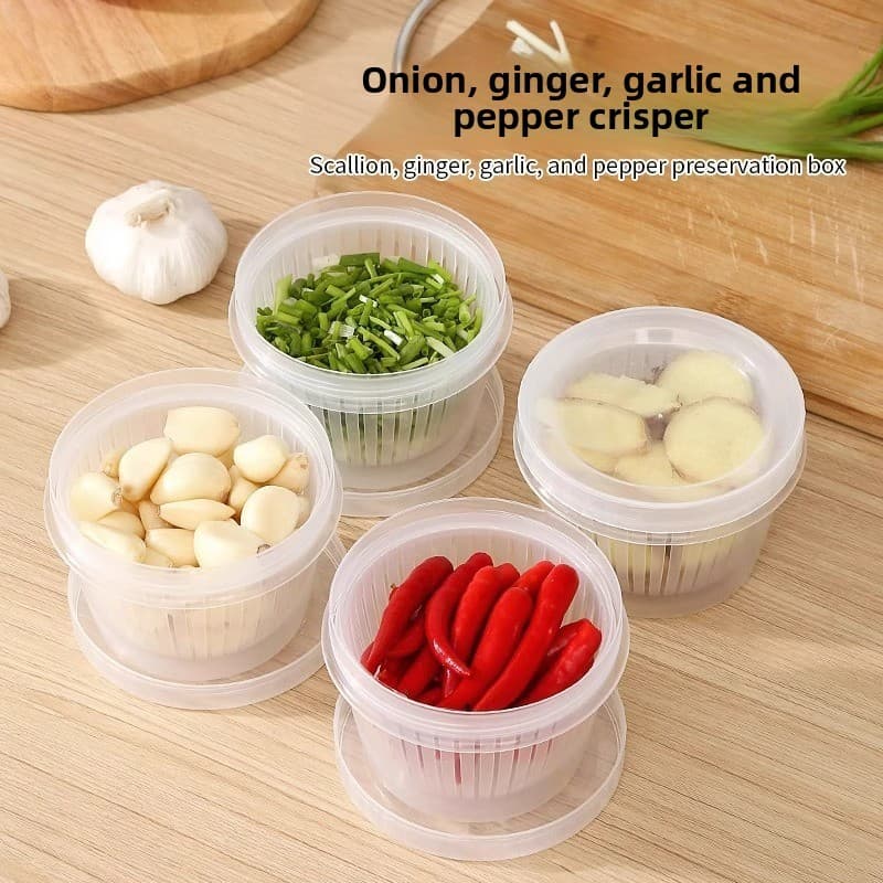 Cozinha cebolinha gengibre alho caixa de armazenamento geladeira cebolinha flor alho gengibre pequeno Material caixa de