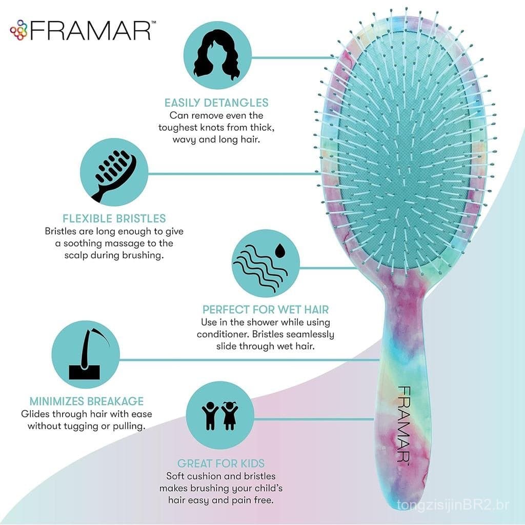 Escova de Cabelo Roxa FRAMAR, Escova Desembaraçadora para Mulheres, Escova para Cabelo Molhado para Meninas, Escova Dese