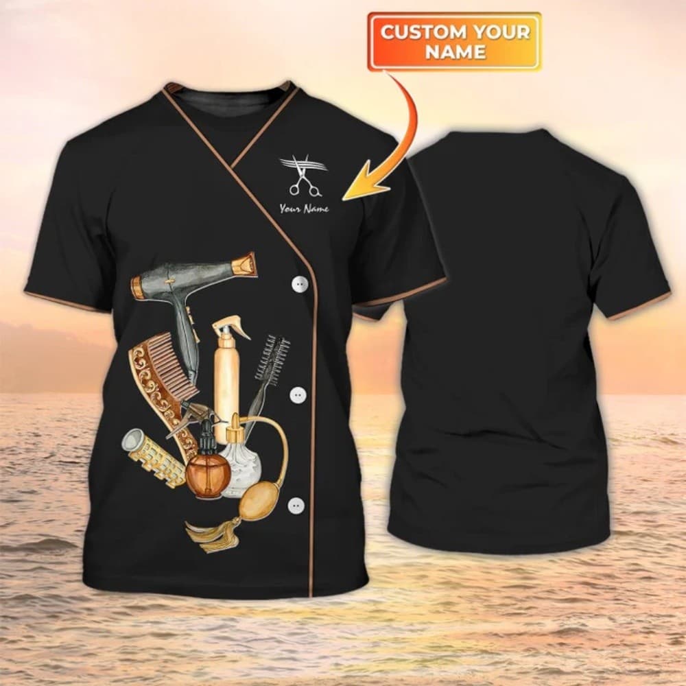 Verão Casual personalizado Unisex roupas corte de cabelo solto Workwear camiseta penteado Designer uniforme pulôver mang
