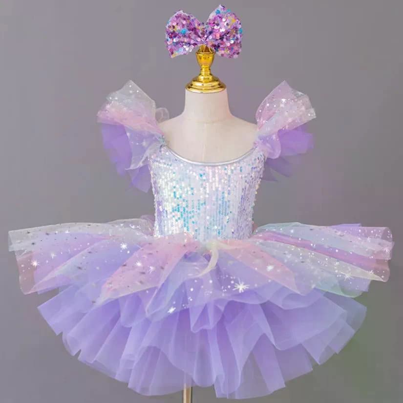 [WDF] Saia de balé para meninas, fantasia de dança de cisne pequeno, fantasia de Performance de palco de jardim de infân