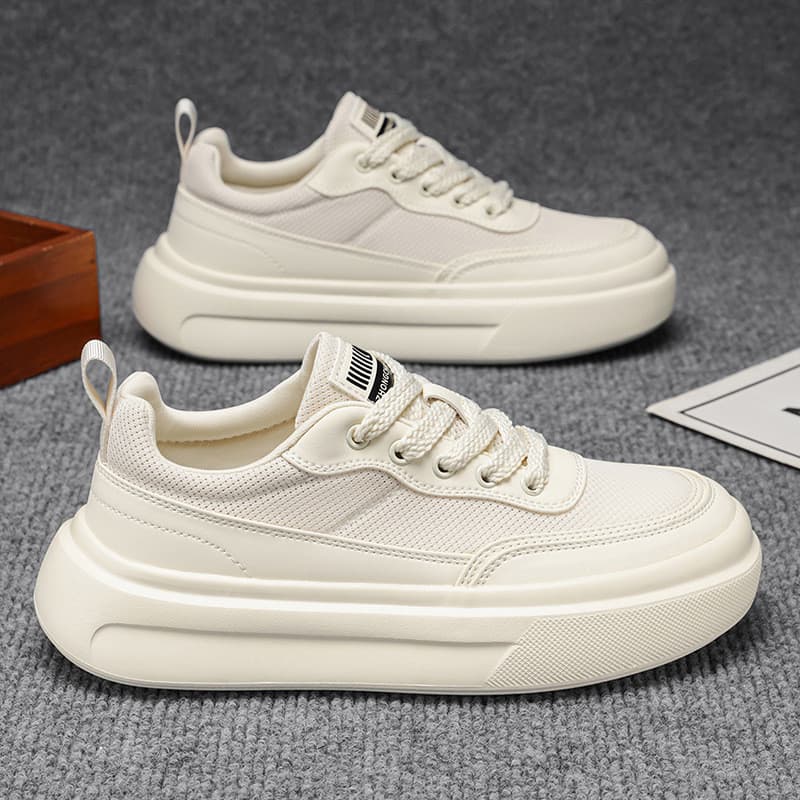 Street Wear luz sapatos masculinos de luxo verão sola grossa aumentando esportes sapatos brancos malha respirável High-E