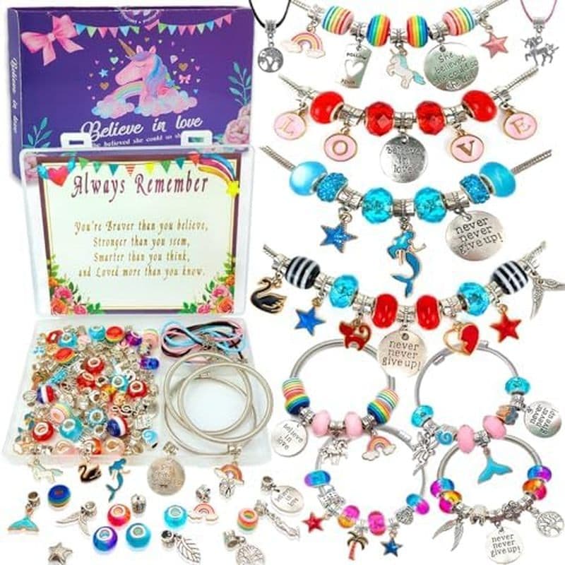 Pulseira/Kits De Fabricação De Joias Para Crianças E Meninas , Presentes De Aniversário De Unicórnio , Brinquedos Artesa