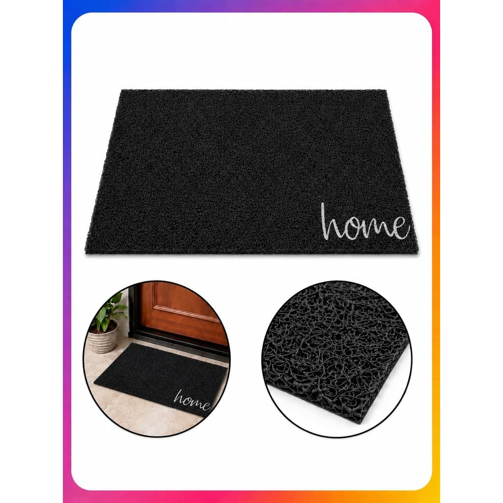Tapete de Entrada Capacho Home Preto em Vinil PVC 40x60 Antiderrapante Resistente a Sol e Chuva Cortelux