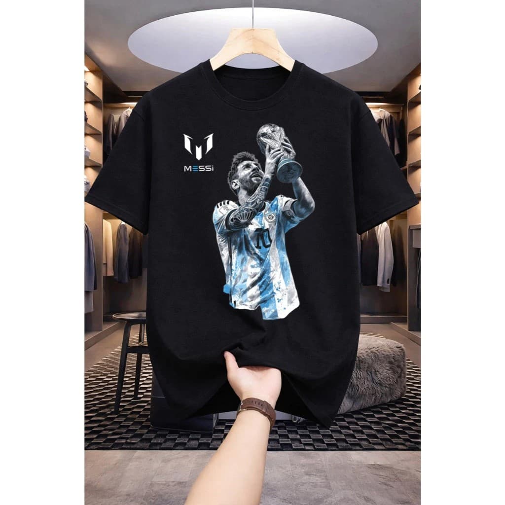 Camiseta Masculina Estampada Messi Argentina Goat  Blusa Premium 100% Algodão Camisa Plus Size Oversized Envio Imediato