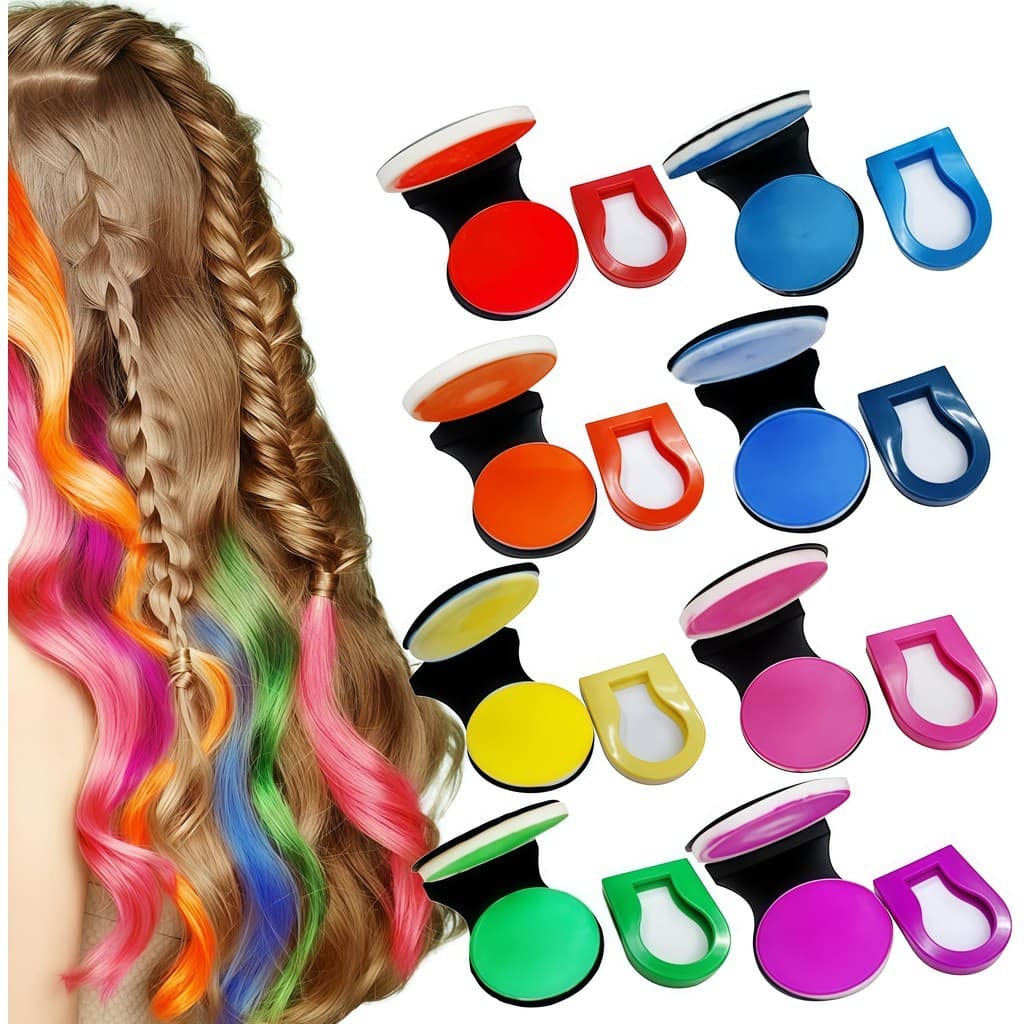Kit Portátil Diversão Giz para Pintar Cabelo com 6 Gizes-Cor Temporária-DIY Fácil