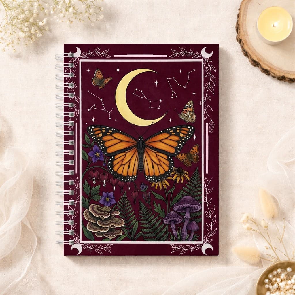 Caderno Borboletas A5 Espiral Capa Fofa Estilo com Porta Documento Caderno Escolar