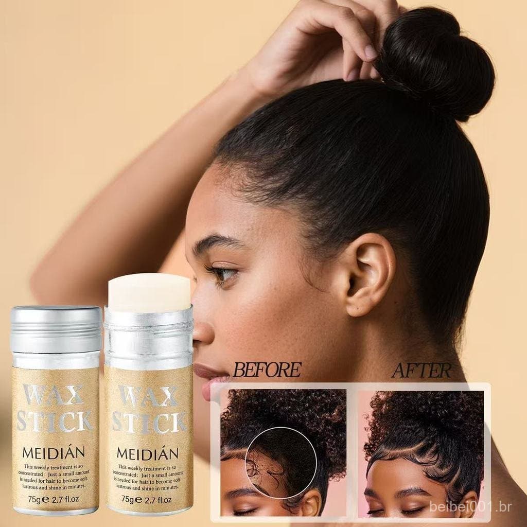 Hair Wax Stick, Cabelo Alisante Perfeito, Sem Ondulação 75g +10 pincéis pequenos grátis