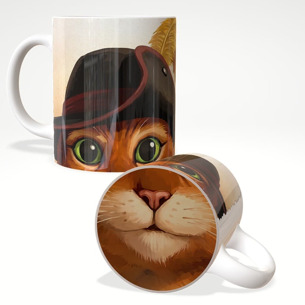 Caneca Gato de Botas Shrek Divertida com Bocão Surpresa Presente Criativo JURO