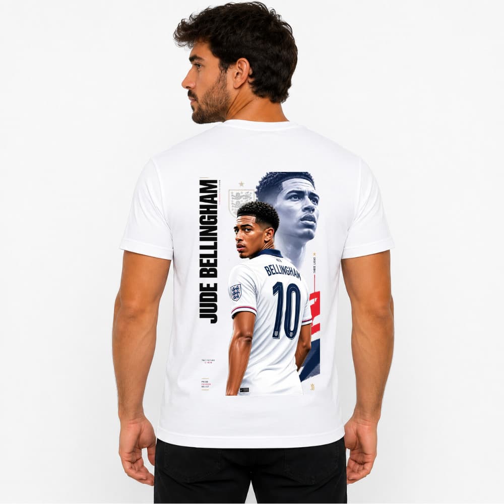 Camiseta Unissex Masculina Inglaterra Semi final Seleção Jude B Copa 2026 Futebol Blusa 100% Algodão