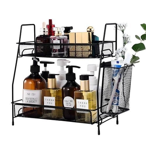 Organizador Multiuso Aramado 2 Andares Preto Pratico Durable Multi Compartimentos