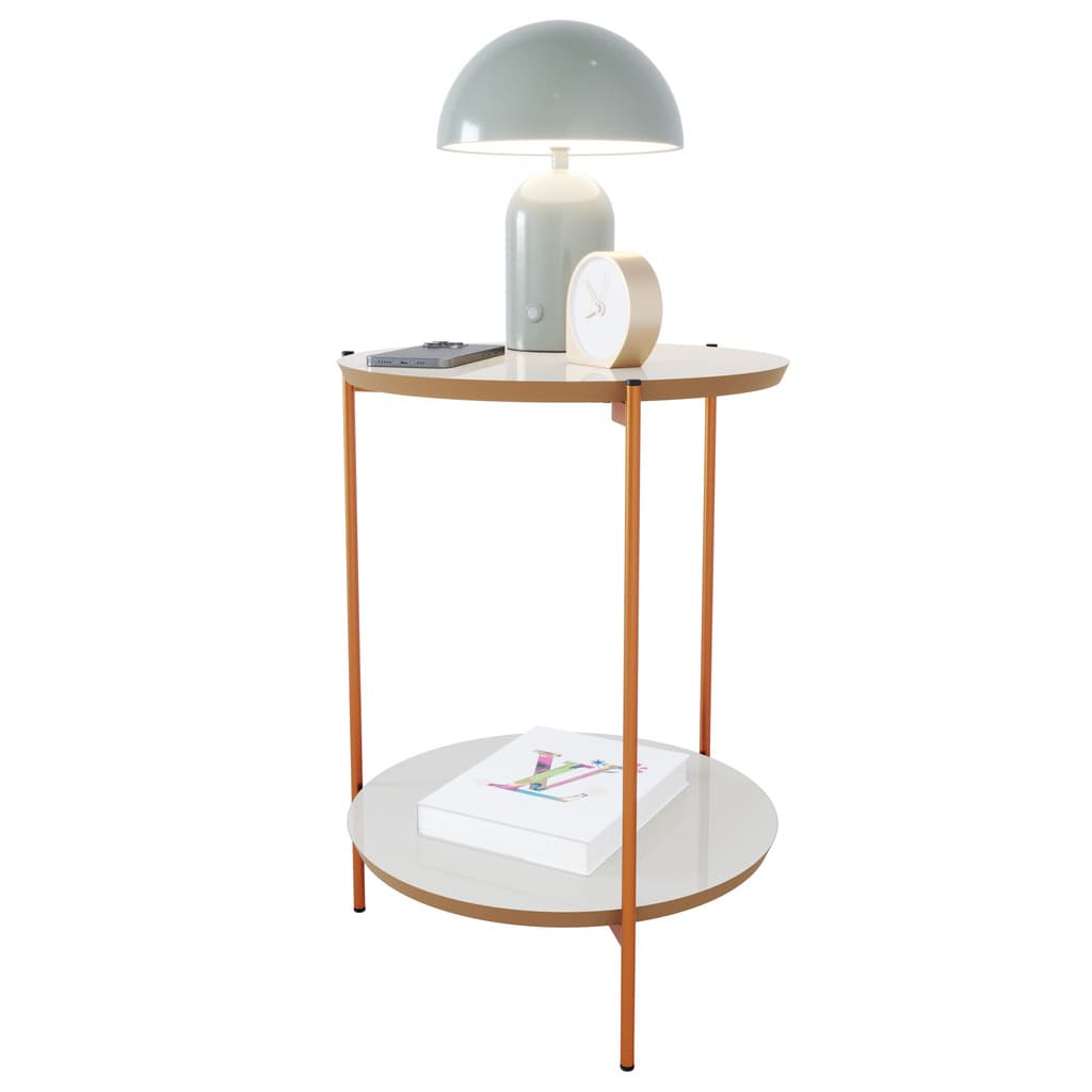 Mesa De Apoio Lateral Duda Off White Nature/Bronze