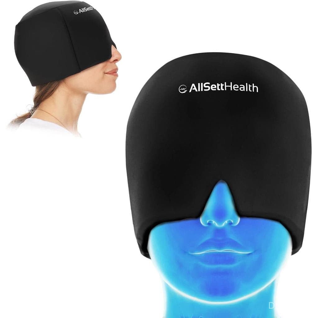 ReliefCapIceHeadWrapandHat  Touca Refrescante IceHeadWrapandHat | Compressa de Gel Quente/Frio com Máscara para Rosto e