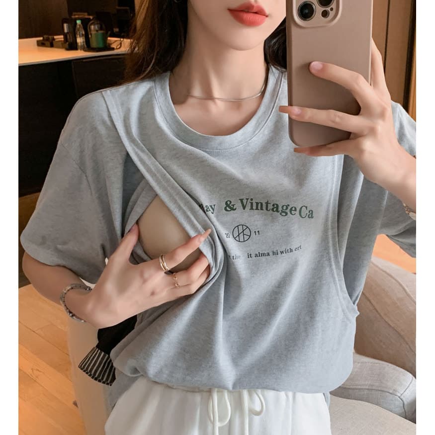 Tops de enfermagem verão passeio quente estilo mãe pós-parto usar roupas de enfermagem de manga curta roupas de verão Al