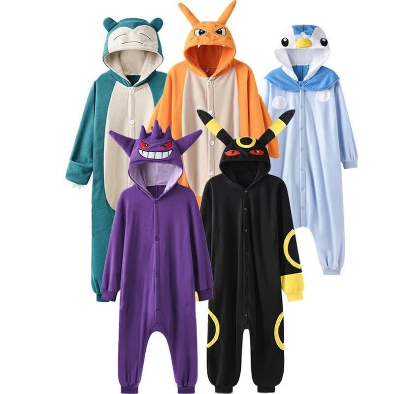 Pijama de uma peça do Charizard, Kigurumi do Gengar, Macacão do Umbreon, Camisola do Piplup para Crianças e Adultos, Fan