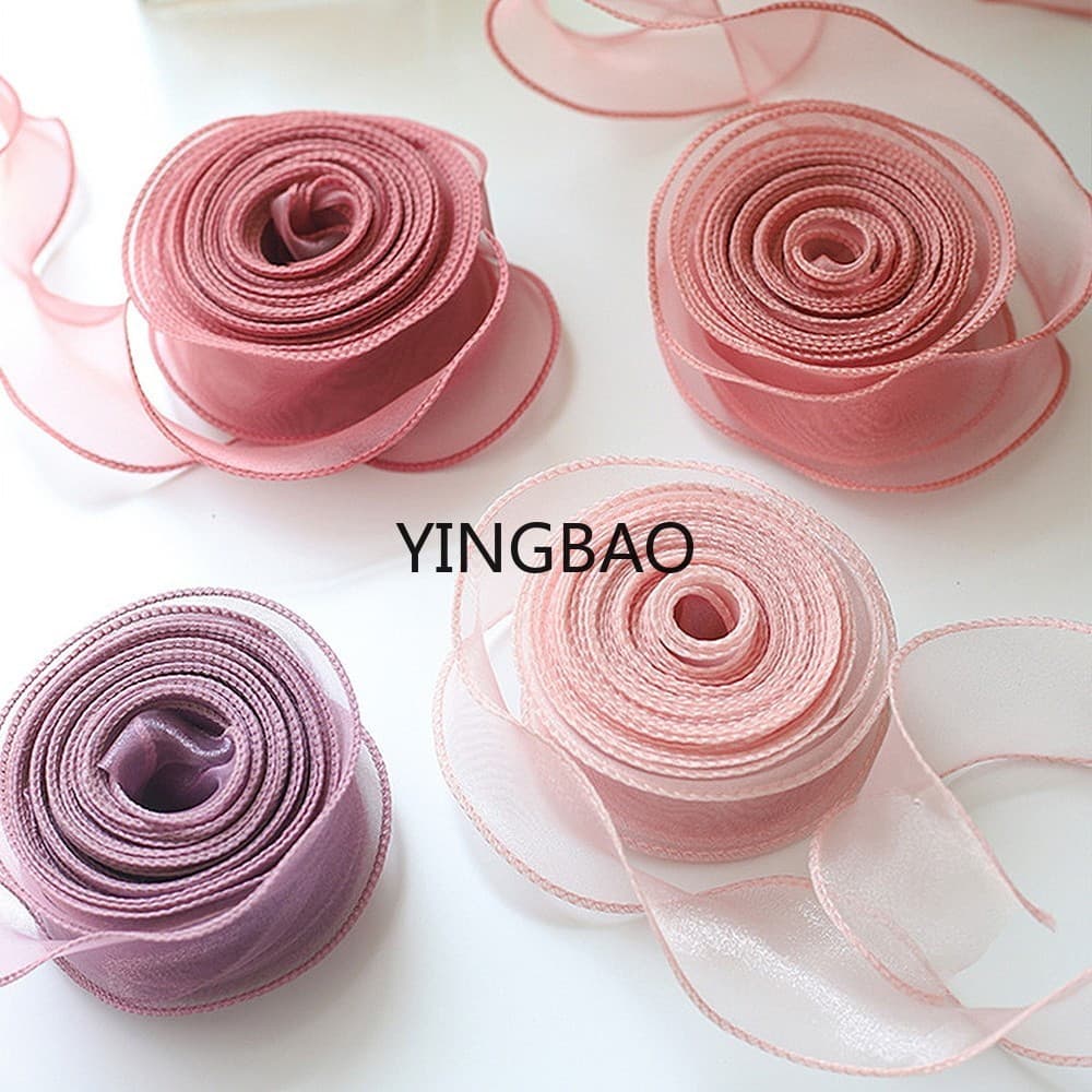 Rolo de fita de 10 jardas, fita de cetim de 40mm, fita de organza, embrulho floral para presentes, decoração para o Dia