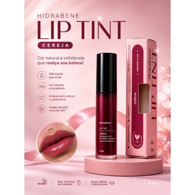 Hidrabene Lip Tint Cereja – Cor Intensa com Hidratação Poderosa 6mL