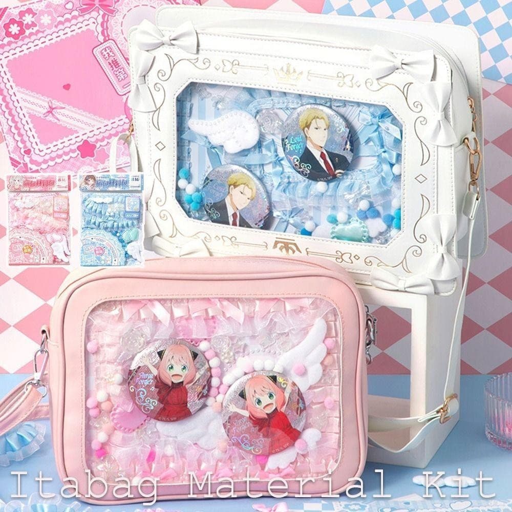 Kit De Material Itabag De Desenho Animado Fofo-Decorações De Plástico Rosa Azul DIY Para Acessórios De Bolsa