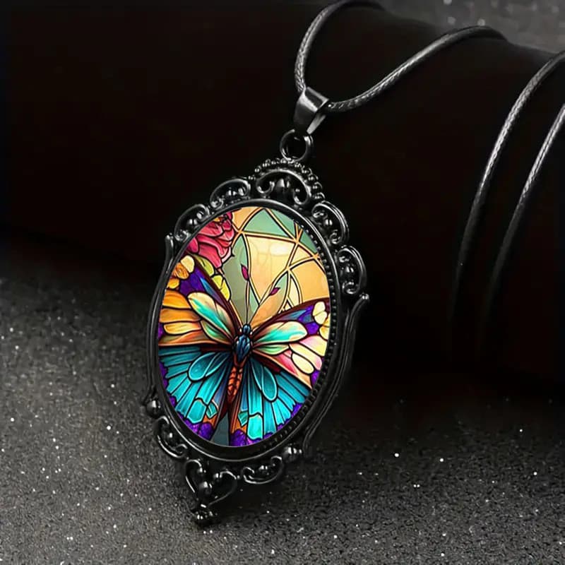 Colar com Pingente de Borboleta de Cristal Vintage Europeu e Americano para Comércio Exterior, Venda Direta de Fábrica