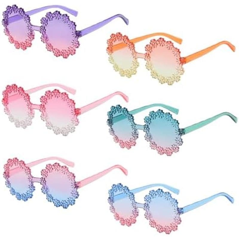 3/6 Pacote Multicolorido Meninas Redondo Flor Óculos De Sol Bonito Colorido Moda Ao Ar Livre Praia