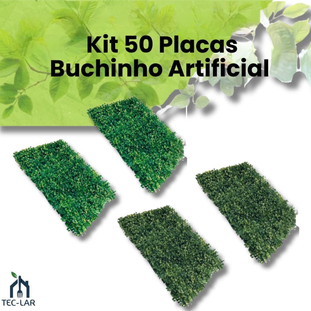 Kit 50 Placas Buchinho Artificial Cheio 40x60cm Jardim Vertical Parede Verde Decoração Muro Inglês