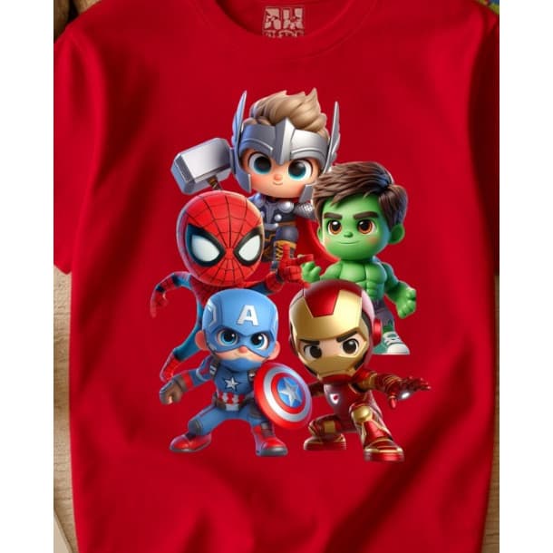 Camiseta Infantil Juvenil Vingadores Super Hérois Capitão America Spider Man Homem de Ferro Hulk Thor algodão Adulto