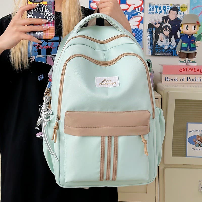 Nova versão mochila feminina moda grande capacidade estudante mochila simples repelente de água leve mochila computador