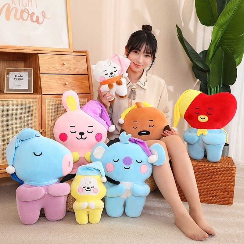 Brinquedo de Pelúcia BTS em Pose de Dormir, 30/40/50cm, Boneco de Pelúcia TATA COOKY RJ CHIMMY, Presente Estilo Coreano