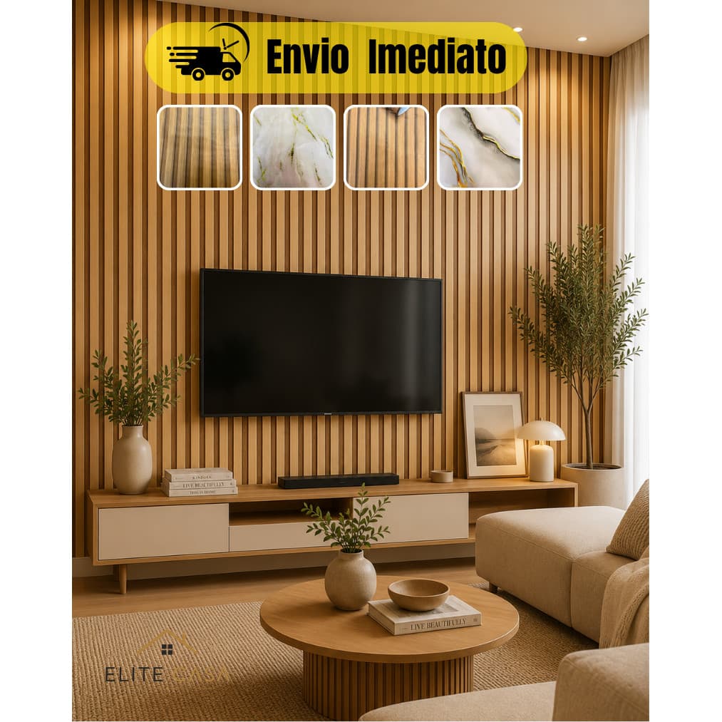 Papel de Parede Adesivo Ripado Autocolante Envelopamento Madeirado 5 Metros Quarto Hal Sala Cozinha