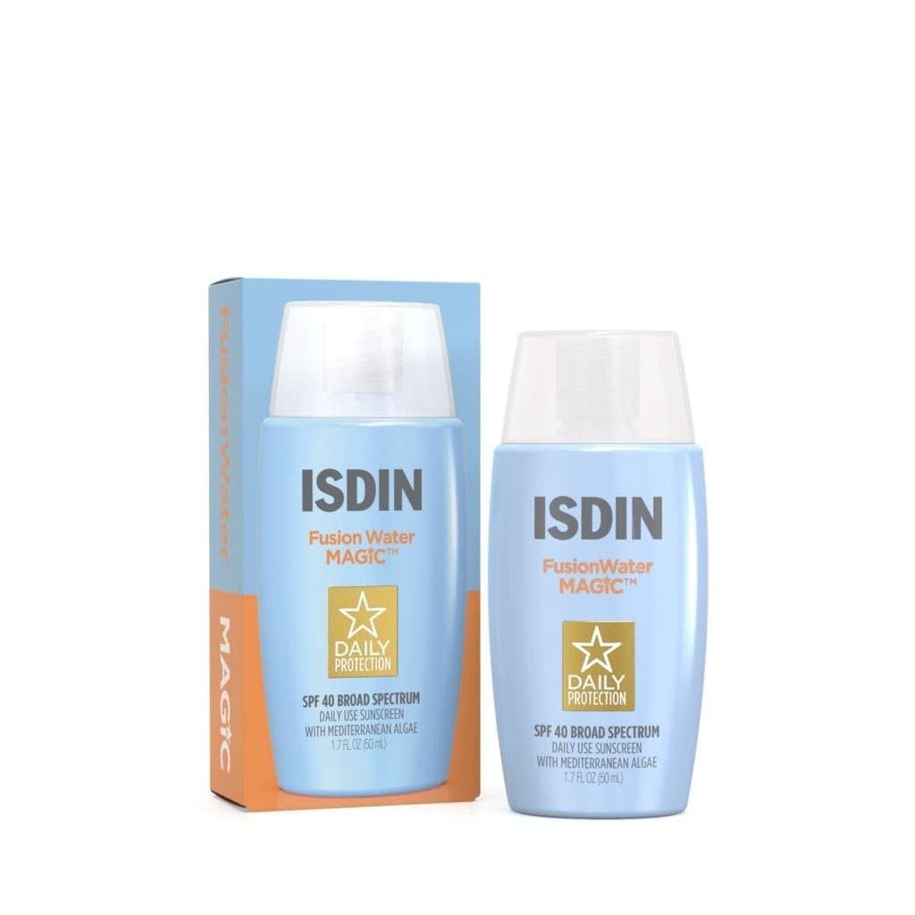 ISDINFusionWaterMAGICSPF40(1.7FlOz) | Protetor Solar Ultra-Leve para o Rosto com Ácido Hialurônico e Vitamina E | Amplo