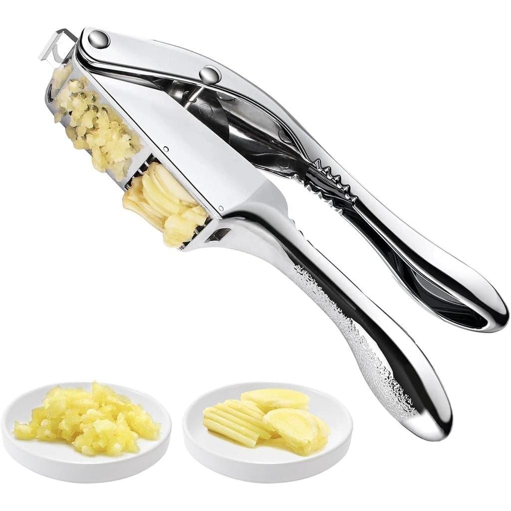 Prensa e fatiador de alho 2 em 1, esmague, corte e picote alho sem esforço com esta ferramenta de cozinha versátil - per