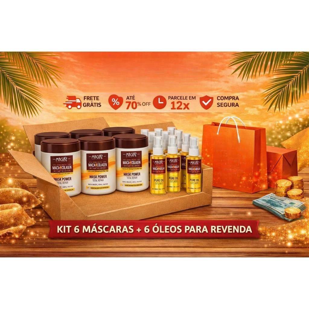 Super kit para revenda –  Com 6 máscara + 6 óleo  maca argain Máscara Macadâmia