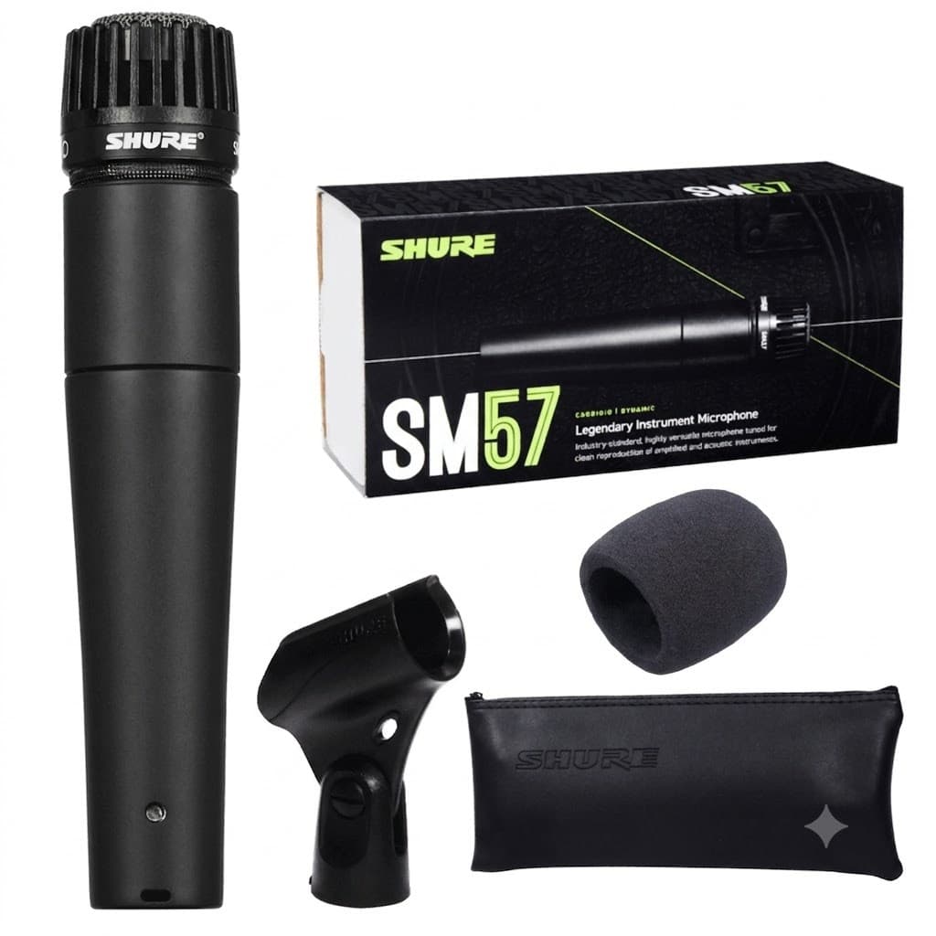 Kit Microfone Shure Sm57 Lc Original + Espuma Antiferrugem