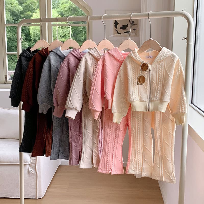 Meninas engrossado terno primavera outono roupas crianças exterior Wear moda bebê menina com capuz de malha torção terno
