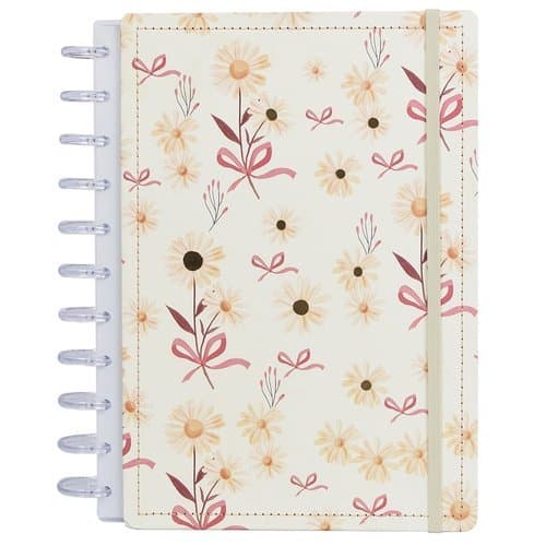Caderno Inteligente A4 Folhas Reposicionáveis Capa Dura Floral Organizador Prático E Estiloso