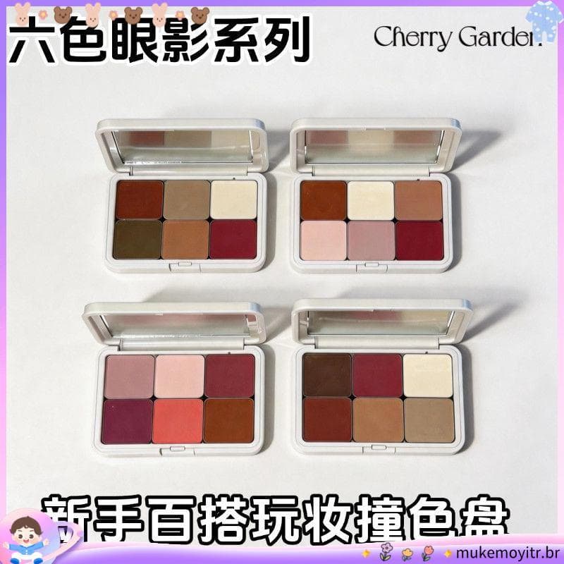 CherryGarden/CG CherryGarden Paleta de sombras de seis cores Paleta de cores contrastantes cos Maquiagem autoorganizada