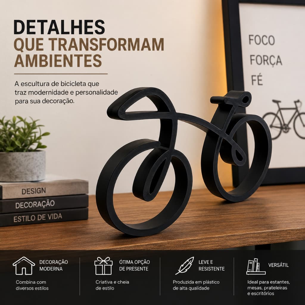 Escultura Decorativa Bicicleta 20cm Decoração Moderna Mesa Estante