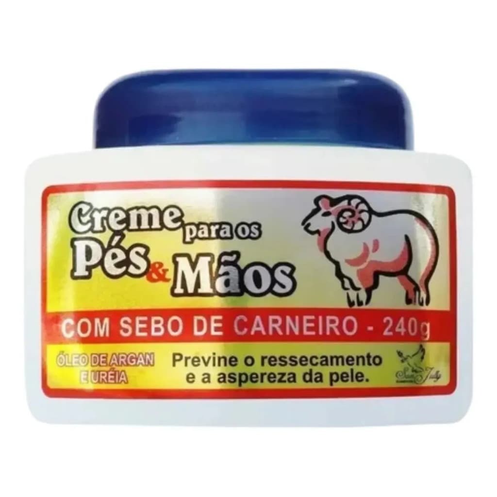 Creme Hidratante Pé e Mão Sebo de Carneiro com Ureia e Baunilha 240g - Repara Rachaduras e Ressecamento