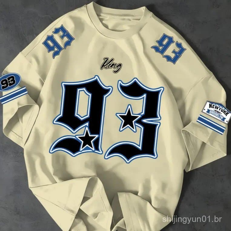 Camisa Estilo Jersey New York King 93, Algodão Premium, Futebol Americano Universitário, Hóquei MRTL