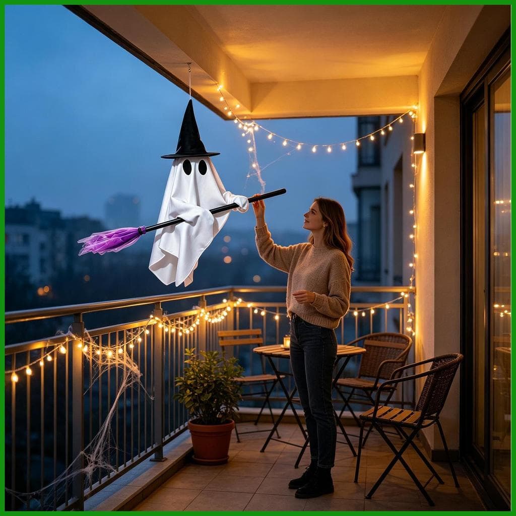 Halloween Fantasma Casa Assombrada Ornamentos Assustadores Com Vassoura De Bruxa Balançando Decoração Para Janela Intern