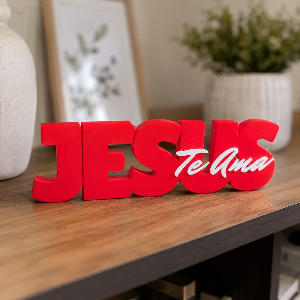 Letreiro Jesus Te Ama Decoração Cristã Evangélica Impressão 3D