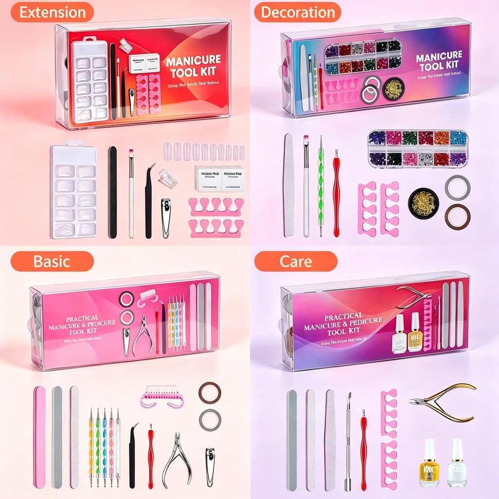 Manicure implement7Set-Nail care and removal kit, manicure towel, nail removal clip, polishing and buffing tool