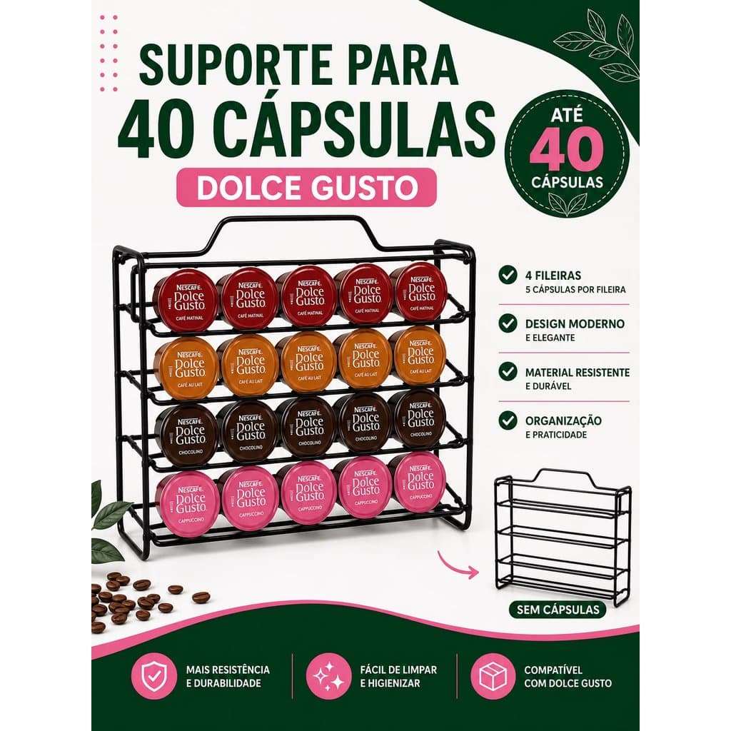 Organizador para Cápsulas Dolce Gusto 40 Cápsulas Suporte Resistente Premium