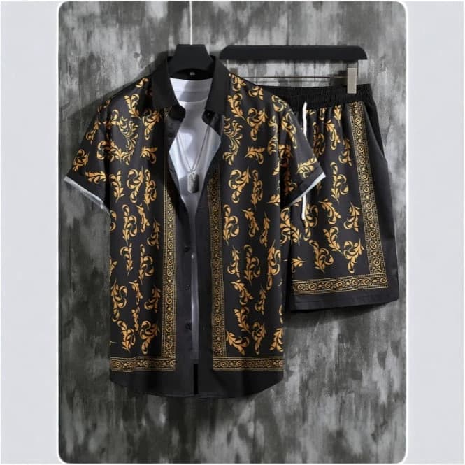 Waiii 3D Impresso Camisa Floral Masculina Terno de Duas Peças Respirável Confortável Viagem Casual Cardigan Terno
