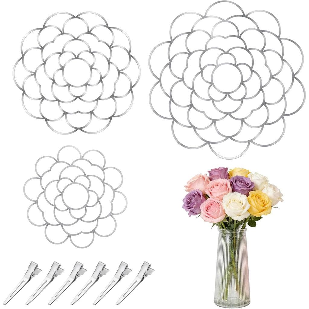 Conjunto de 9 Peças de Suportes para Arranjo Floral, Suporte para Hastes de Buquê com Clips, Ferramenta de Rede Floral p