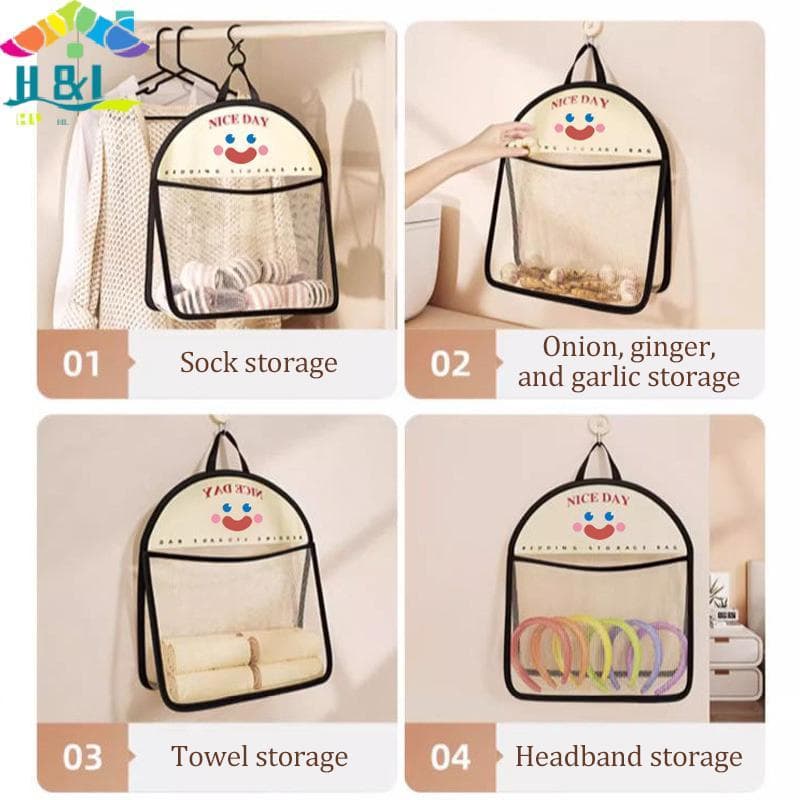 H & L Bolsa De Armazenamento De Roupas Íntimas Para Pendurar Na Parede Malha Respirável Sos Organizador De Guarda-Roupa