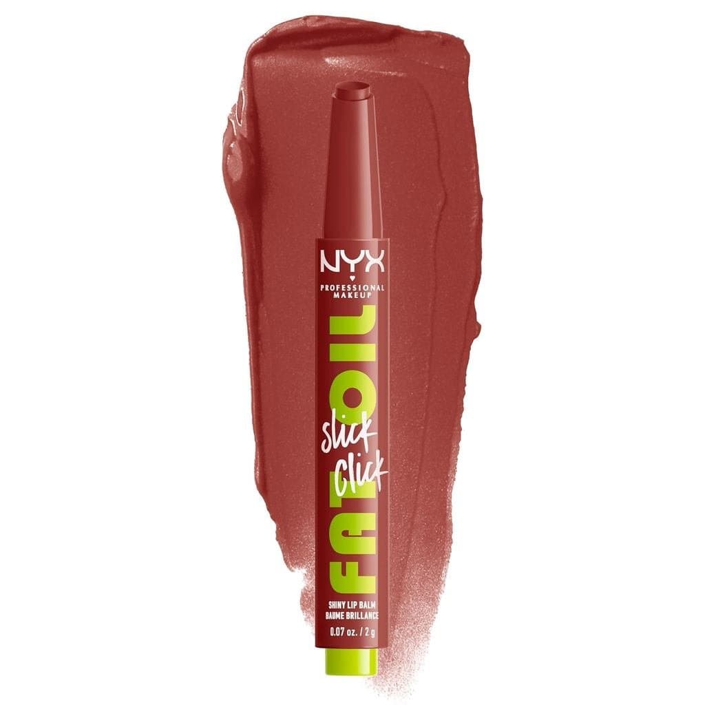 NYX PROFESSIONAL MAKEUP Fat Oil Slick Click, Bálsamo Labial Vegano Leve, Construível e Pigmentado - Viralizando