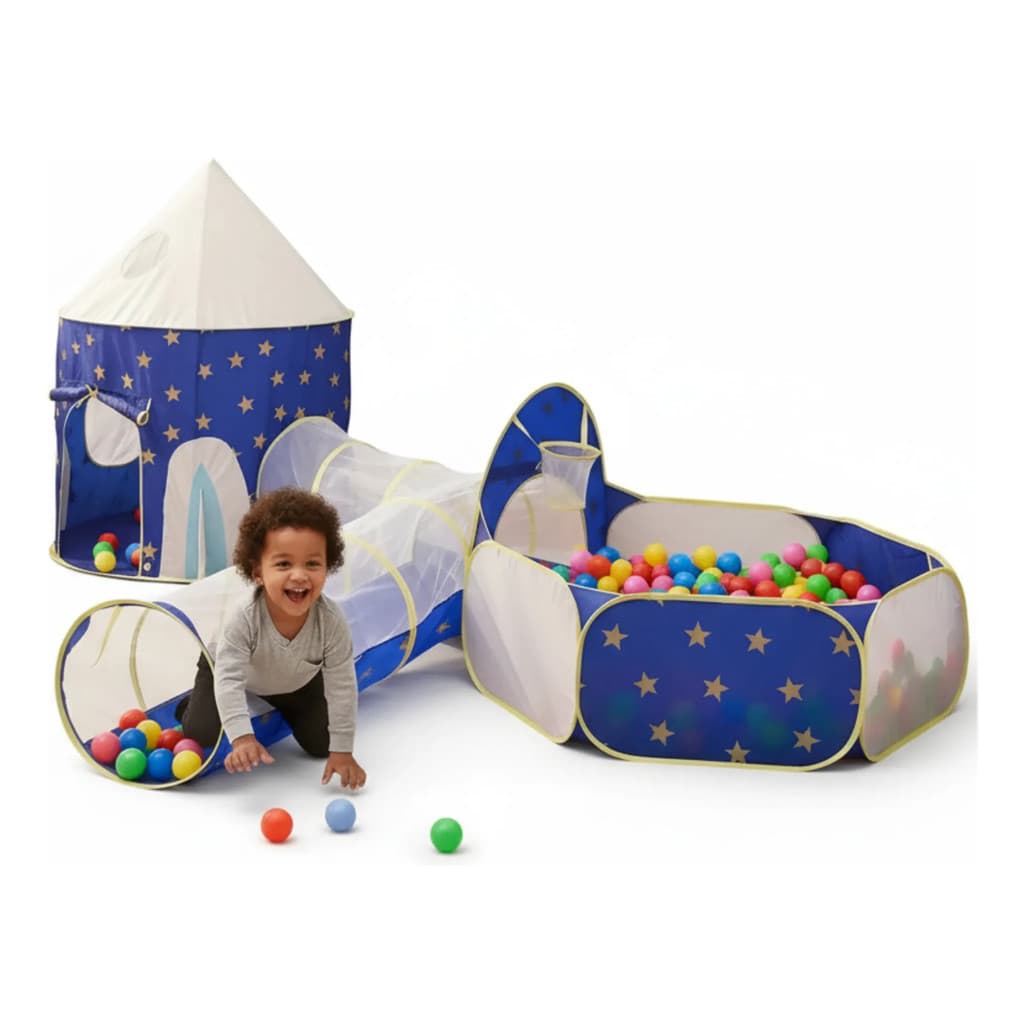 Barraca Infantil Com Túnel Toca 3 Em 1 Cabana Azul Rosa Azul